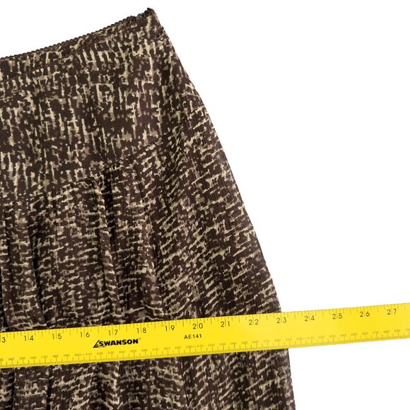 PENDLETON Brown & Cream Printed 100% Silk Pleated Skirt Women’s Size 14 - Picture 10 of 11